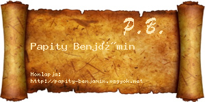 Papity Benjámin névjegykártya